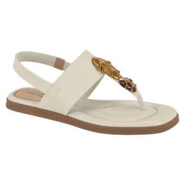 Imagem de Sandália Rasteira Pedras Conforto Modare, Branco off, 37