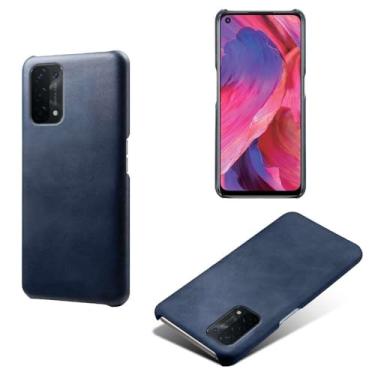 Imagem de Capa para OPPO A74 5G,Proteção contra quedas,Casca de volta de cor sólida simples,Design de couro de imitação de plástico-Blue