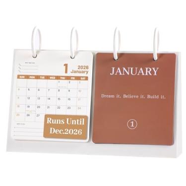 Imagem de BIBIAGE Calendário de mesa reutilizável 2025-2026, calendário dobrável de mesa com base de plástico de julho de 2025 a dezembro de 2026, grande calendário mensal destacável 25 x 18 cm para escola de