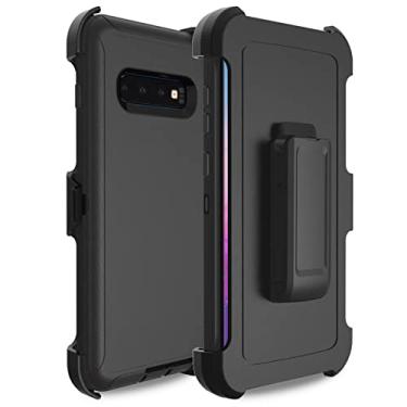 Imagem de Bisbkrar Capa para Samsung Galaxy S10 Plus, capa de telefone [grau militar] 3 em 1 à prova de choque resistente, capa protetora resistente para Galaxy S10 Plus (preta (com clipe de cinto)) (preto)