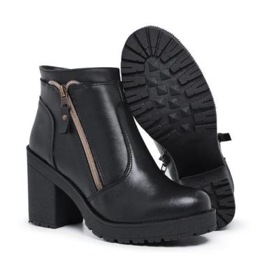 Imagem de Bota Coturno Feminino Com Zíper Preto - Hype, 36, Preto, Feminino