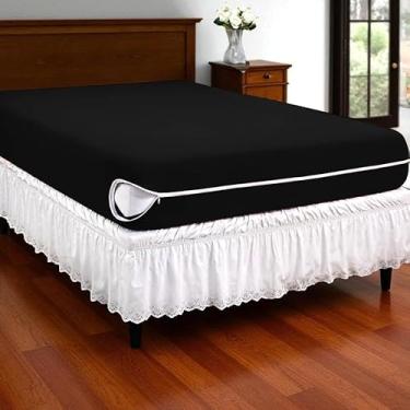 Imagem de Capa Para Colchão Casal Queen Com Zíper Malha Gel Várias Estampas (2-PRETO)