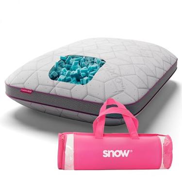 Imagem de Travesseiro Ajustável - I wanna sleep - Snow®, flocos de espuma removíveis para controle da altura, ideal para dores na coluna, altura perfeita, alívio de pressão, tecido em bambu respirável