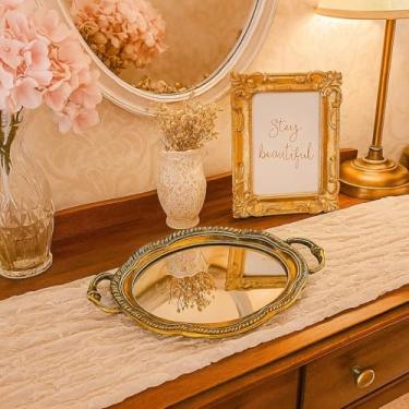 Imagem de Bandeja Decorativa para Café Recepção Mesas Casamentos Decoração Luxo (Ouro Velho)