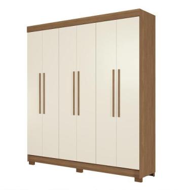 Imagem de Guarda-Roupa Casal Santos Andirá Toledo 6 Portas 2 Gavetas, JATOBA/ARE