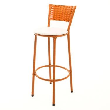 Imagem de Banqueta Alta Encapada Junco IMBUIA Area de Lazer Cozinha Balcão - ESP