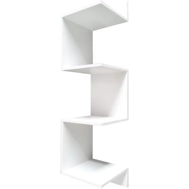 Imagem de Prateleira de Canto Reto 80 cm, Branco ou Preto, Madeira de Engenharia, Estilo Moderno, Multiuso para Sala, Quarto e Escritório – Kelan