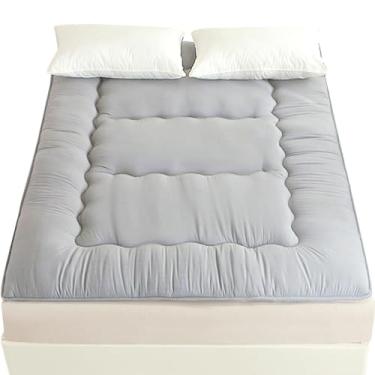 Imagem de Colchão futon, colchão japonês, cama japonesa, cama dobrável em tatami, almofada de dormir dobrável para quarto de hóspedes (cinza, casal)