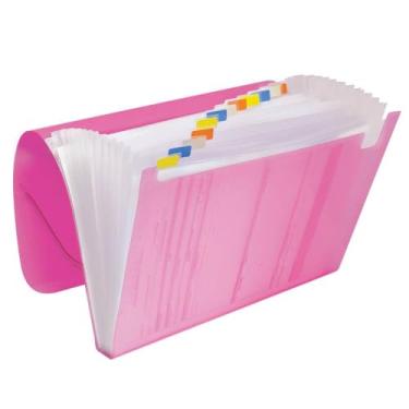 Imagem de Pasta Sanfonada,Pasta Sanfonada A4, 12 DivisóRias, Adequado para EscritóRios de Escolas(Rosa)