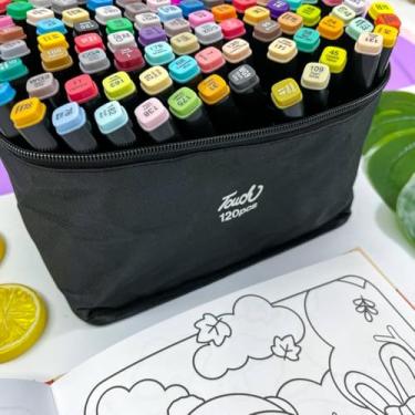 Imagem de Canetas para Pintar Bobbie Goods, Caneta Touch (24, 36, 48, 60, 80, 100, 120 ou 168 Cores) para Livro de Colorir, Marcador - Canetinhas Ponta Dupla - Kicyn (120)