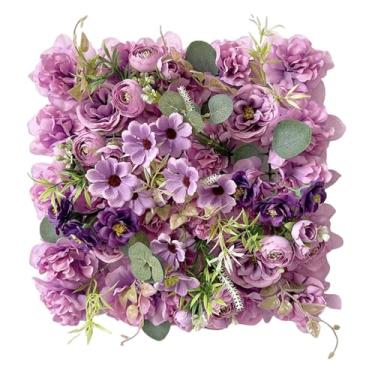 Imagem de CarpNettore Painel de Parede de Flores Artificiais Decorativo Multifuncional Feito à Mão 3D Floral Pano de Fundo de Parede para Aniversário em Casa, Roxo, Tamanho real