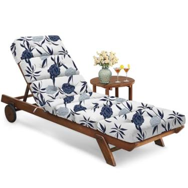 Imagem de Tycdiose Almofadas de espreguiçadeira para todos os climas, almofada para cadeira de sala de estar ao ar livre, à prova d'água, espuma viscoelástica para móveis de pátio ao ar livre, com costas e