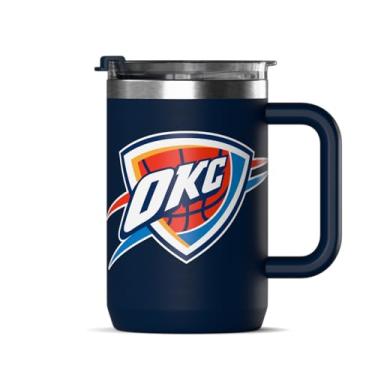 Imagem de Hydrapeak Caneca de café isolada Oklahoma City Thunder 510 g oficialmente licenciada pela NBA com tampa, xícara de café de aço inoxidável isolada, sem BPA, parede dupla com alça, caneca de chá