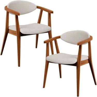 Imagem de Kit 02 Poltronas Cecília Linho Champagne - LYAM DECOR