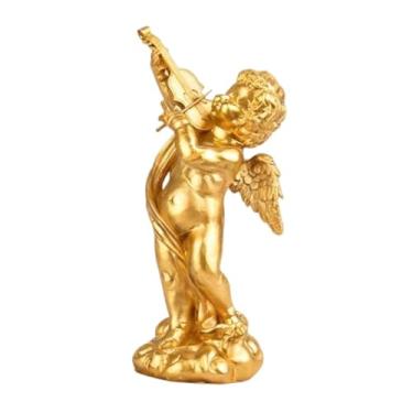 Imagem de Ioensy Estátua de querubim, anjinho, centro de mesa, gabinete, resina, escultura musical, asa, decoração para festa, bar de hotel, Ouro
