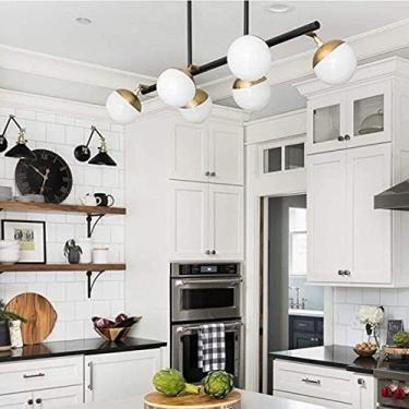 Imagem de 6 Luzes balão de vidro candeeiro suspenso candeeiro moderno candeeiro pendente em metal candeeiros suspensos de teto de ouro preto quarto sala de estar sala de jantar cozinha Droplight