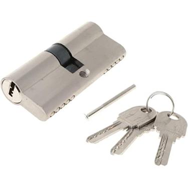 Imagem de Cilindro de fechadura de porta, fechadura de barril de porta, cilindro de bloqueio duplo aberto porta janela cilindro de segurança chave anti-roubo entrada latão fechadura de porta alongado Doo (80 mm
