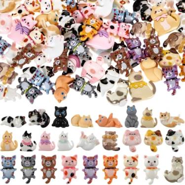 Imagem de Giegxin 40 peças de encanto de resina de verão Havaí praia coco flamingo plumeria flor flatback acessórios cabochão enfeites fofos em massa para joias capa de celular scrapbooking DIY (gato)