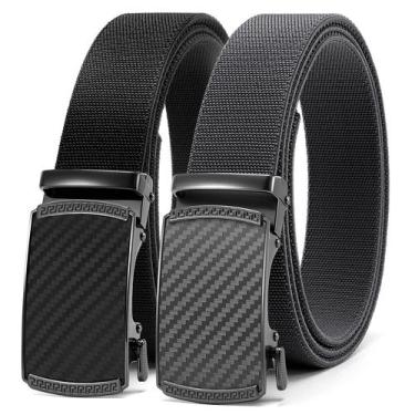 Imagem de Belt CHAOREN Ratchet, elástico preto e cinza para homens, pacote com 2