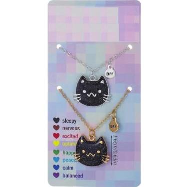 Imagem de COLORFUL BLING Lindo colar de borboleta gato tartaruga que muda de humor para mulheres, emoção, sensação de temperatura, animais com pingente, colar com cartão para casais, joias de amizade, presentes