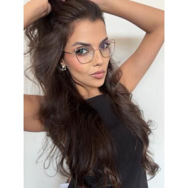 Imagem de Armação Óculos de Grau Feminina Retangular Titanium  Livia Óculos Sunr