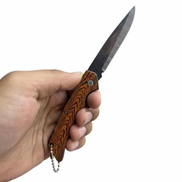 Imagem de Canivete Tático 16,5cm com Cabo Desenho Amadeirado  Lâmina em Aço Inox