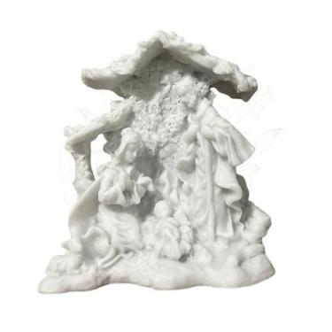 Imagem de Presépio Cabana Resina Branca Maciço 15cm Decoração Natalina Devoção -