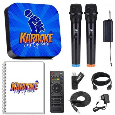 Imagem de Karaoke Party Box Azul +2 Microfones Sem Fio + Catálogo