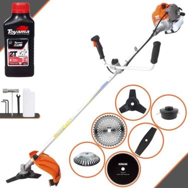 Imagem de Cortador de Grama  À Gasolina 2 Tempos Vulcan VR430P 43cc 1,7HP 10.000rpm Roçadeira Multifuncional Com 6 Opções de Cortes + ÓLEO TOYAMA 2T