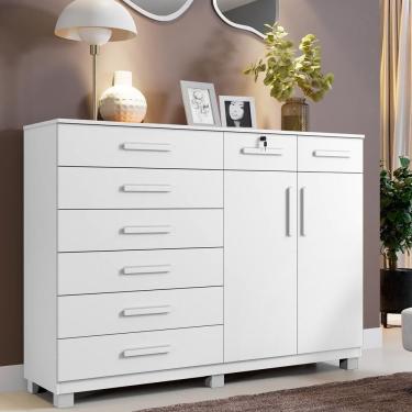 Imagem de Cômoda Triunfo 8 Gavetas E 2 Portas Branca