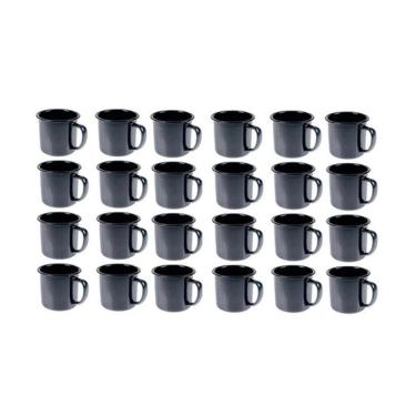Imagem de Caneca Esmaltada Retro 350Ml Preta Vintage Jogo 36 Pcs