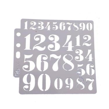 Imagem de Estêncis para artesanato reutilizável – Conjunto de modelos de estêncil de desenho de pintura de plástico com número de letra para madeira, móveis, parede, decoração de casa e scrapbook DIY S75