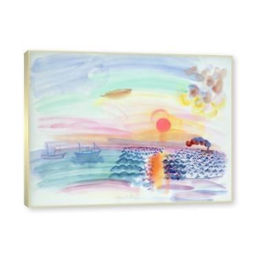 Imagem de NHLDZYH Moldura champanhe. Folhas impressionistas, (pôr-do-sol) de Raoul Dufy, reprodução de quadros, quadros de pinturas famosas, imagem murais quartos. 60x80cm