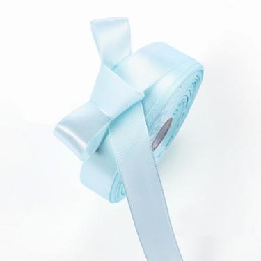 Imagem de Fita de cetim azul claro de 1,5 cm x 50 metros fitas sólidas para embrulho de presente, artesanato, fabricação de laços, casamento, festa, decoração de eventos