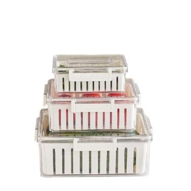 Imagem de KIT 3 POTES HERMETICOS ORGANIZADOR GELADEIRA FRESH BOX CESTA