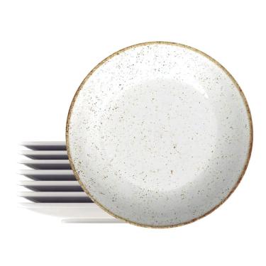 Imagem de Kit 8 Pratos De Sobremesa Porcelana 21Cm Tramontina Rustico