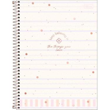 Imagem de Tilibra - Caderno Espiral Capa Dura Universitário 1 Matéria Soho 80 Folhas - Fundo Bege Listras Lilas