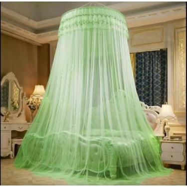 Imagem de Mosquiteiro Teto Casal Gigante Indiano – Proteção Contra Mosquitos, Universal para Cama Casal e Solteiro, Elegante e Colorido(verde)