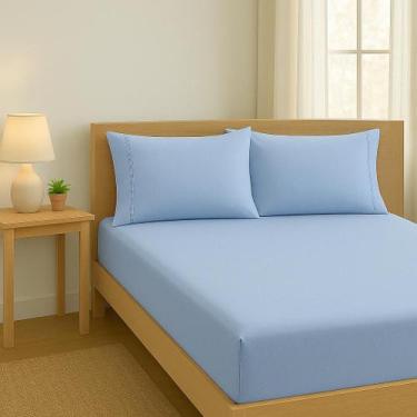 Imagem de Jogo Lençol cama Super King 400 Fios 3 Peças em algodao - Rafaloro, Az