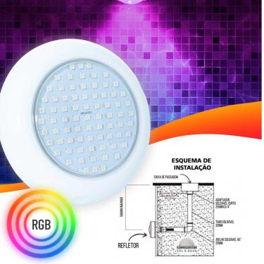Imagem de Refletor Power Led 15W Abs Iluminação Para Piscina Rgb Cor Da Luz Multicolorida - Brustec