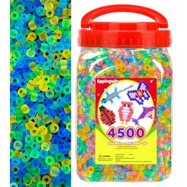 Imagem de Eppingwin Balde de 4500 peças de contas de pônei grandes por atacado (6 x 9 mm), fácil armazenamento Kandi Bead Bulk para Halloween Natal, contas para artesanato de fabricação de joias (brilha no