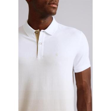 Imagem de Camisa Polo Malha Slim Fit - Branco / Bege Areia - HIGHSTIL, Branco, S