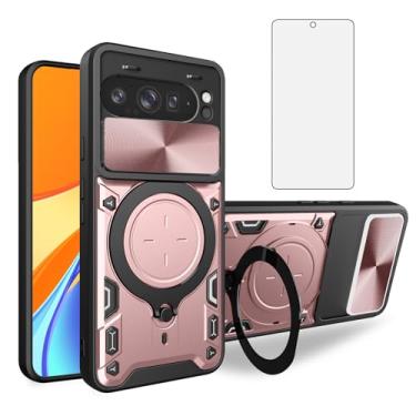 Imagem de Asuwish Capa de celular para Google Pixel 9 Pro XL/10 Pro XL capa magnética para câmera deslizante com protetor de tela e suporte de anel para celular híbrido fino Pixel9 9Pro Nine Pixel10 10Pro LX