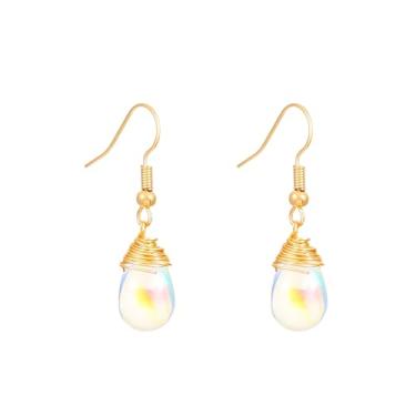 Imagem de YISXVD Brincos boêmios redondos turquesa para mulheres vintage pérola gota de água brincos pendentes joias de festa, Large, Metal, Sem pedra preciosa