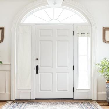 Imagem de Cortina de porta 100% blackout, cortina de porta francesa de linho natural para janela de vidro de pátio, sombra lateral, 30 x 182 cm, 1 painel