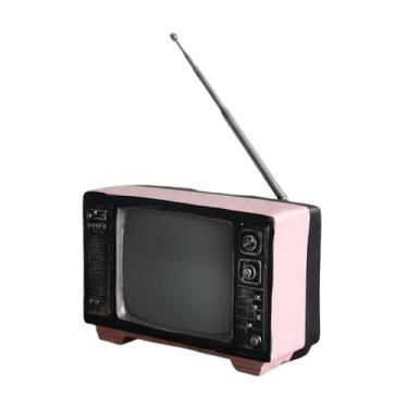 Imagem de Generic Enfeite de rádio vintage para mesa de centro, decoração retrô em formato de rádio, estátua de resina para estante ou quarto, Luz Rosa