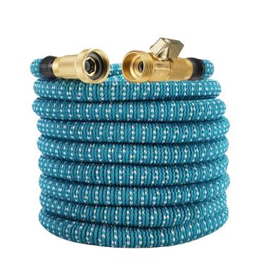 Imagem de Mangueira de jardim expansível de 7,6 m - Mangueira de água retrátil 2025 totalmente nova com acessórios de latão sólido de 9,5 cm, tecido de força extra - Mangueira expansível flexível