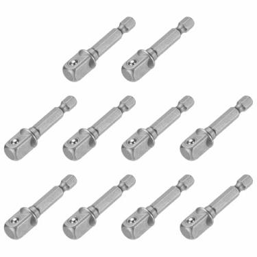 Imagem de HARFINGTON Adaptador de soquete de impacto, 10 peças, chave quadrada de 1/10.2 cm, haste sextavada de 5 cm, broca de extensão de 5 cm para conjuntos de soquetes de broca de porca de eixo