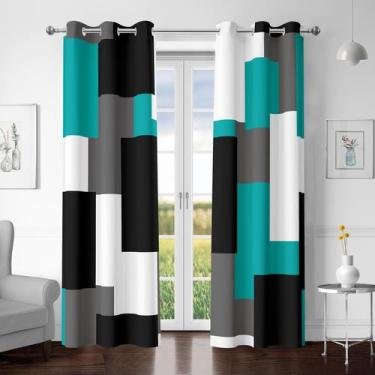 Imagem de Conjunto de 2 painéis Blackout Curtains Tyrot Teal/Turquoise 160x160cm