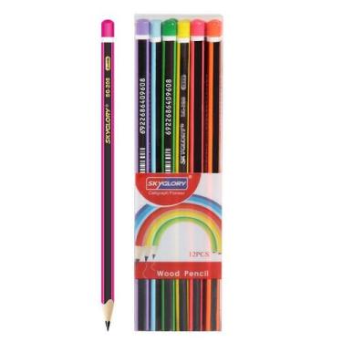 Imagem de Conjunto de lápis Sketch, 12 unidades, colorido com borracha, 4 peças 